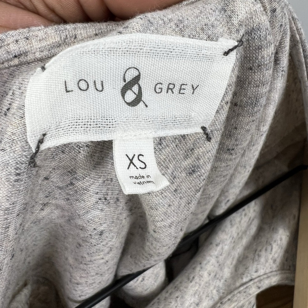 Lou & Grey Womens XS Grey Heathered Long‎ Sleeve Wrap Fit & Flare Mini Dress - Picture 7 of 8